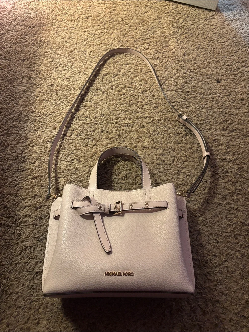 Michael Kors Pale Pink Pebbled Leather Satchel with Strap